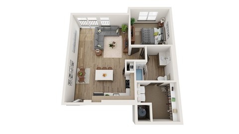 Floor plan for 1 bed, 1 bath, 815 sqft